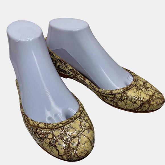 FRYE Carson Cream Silver Crackled Leather Ballet‎ Flats - Picture 7 of 12